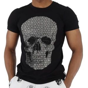 PHILIPP PLEIN MAN T-SHIRT SKULL STRASS